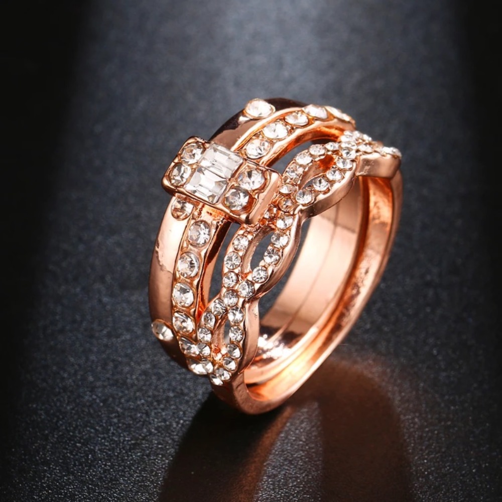 Gold 3Pcs/Set Fashion Infinity Rings Set For Women - Picture 3 of 4